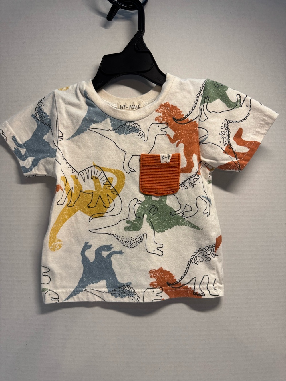 Kit + Pearl 2T Dinosaur Print Pocket Tee